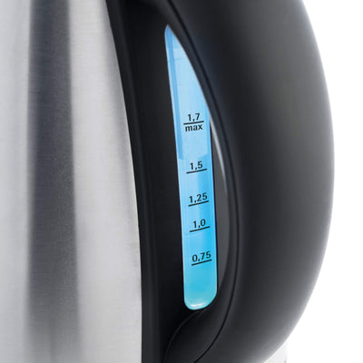 WMF Stelio Wasserkocher Edelstahl 1,7l, elektrischer Wasserkocher mit Kalkfilter, 2400 W, Wasserstandanzeige beleuchtet, edelstahl matt