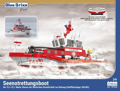 BlueBrixx Pro Seenotrettungsboot der DGzRS – Klemmbaustein-Set bestehend aus 1116 Bauelementen – Artikel-Nr. 107232 – Kompatibel mit Klemmbausteinen Anderer Hersteller