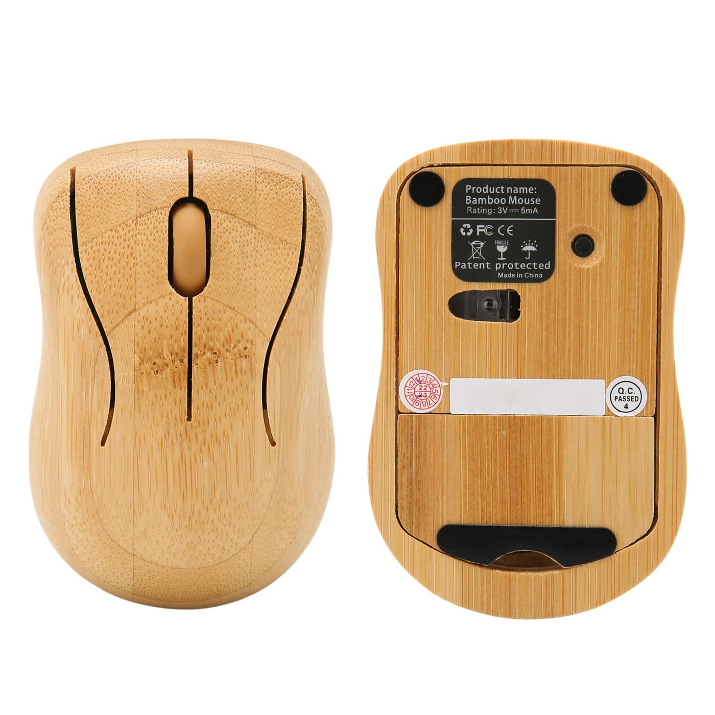 Vikye Tastatur- und Maus-Set, 2,4-GHz-Wireless-Plug-and-Play-Bambus-Computer-Wireless-Geräte, Wireless-Verbindungs-Holz-Computer-Steuergeräte für das Büro (Maus)