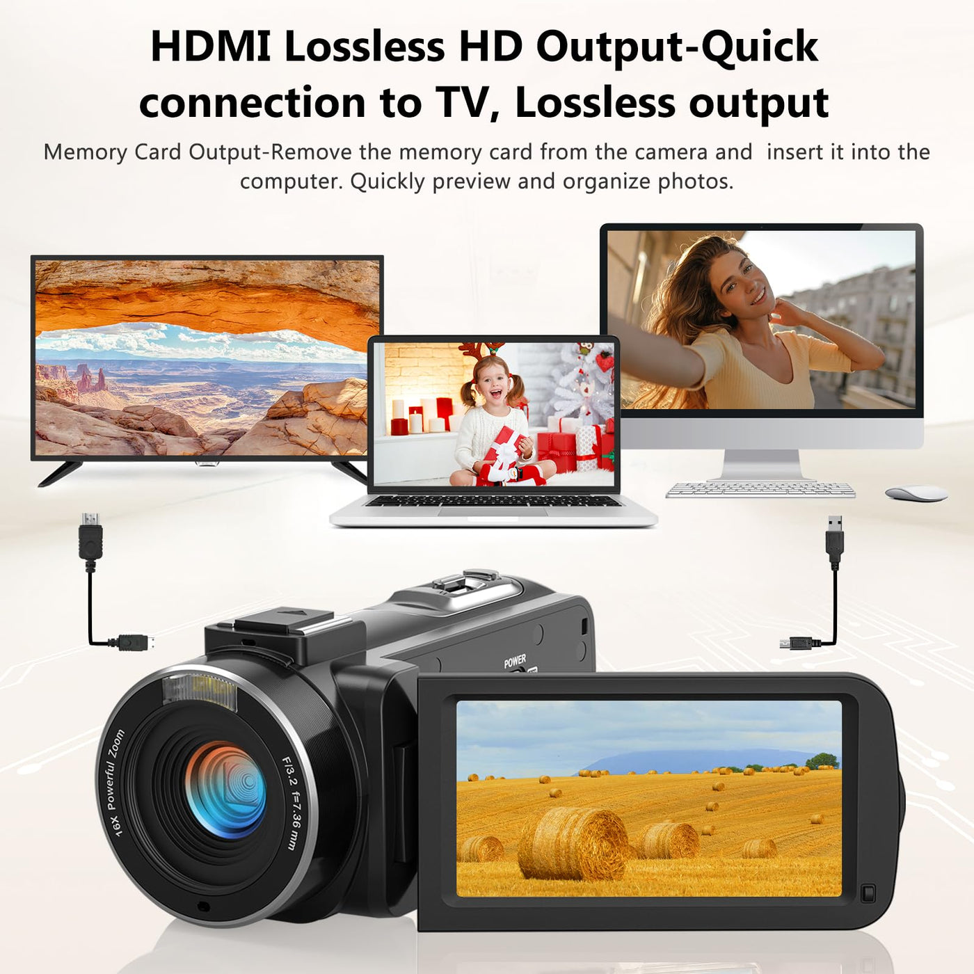 Videokamera Camcorder 1080P 36MP IR-Nachtsicht Videokamera Digitalkamera mit 2 Batterien, 3,0-Zoll-IPS-Bildschirm Vlogging Kamera 30FPS 16X Digitalzoom für YouTube, Streaming-Videoaufzeichnung, Tiktok