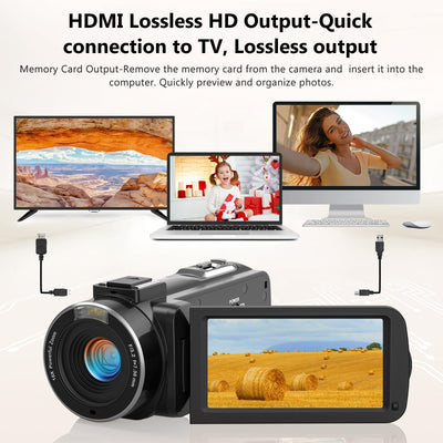 Videokamera Camcorder 1080P 36MP IR-Nachtsicht Videokamera Digitalkamera mit 2 Batterien, 3,0-Zoll-IPS-Bildschirm Vlogging Kamera 30FPS 16X Digitalzoom für YouTube, Streaming-Videoaufzeichnung, Tiktok