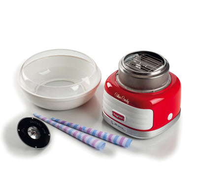 Ariete Zuckerwattemaschine Party Time 2973, Für Zuckerwatte aus Kristallzucker oder für Hartkaramellen, Inklusive Spender und 4 Hütchen, 450 W, Rot