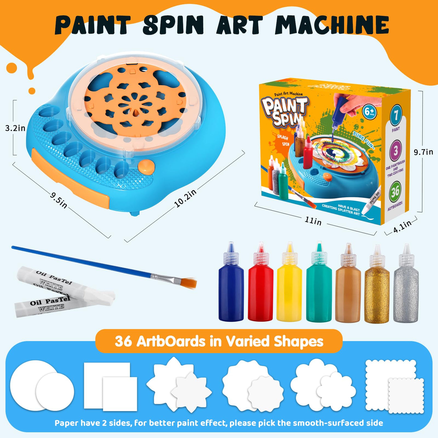 Paint Spin Art Machine Kit für Kinder, Kunst & Handwerk, Mal Spin Art Spielzeug-Kits für Jungen und Mädchen im Alter von 6, 7, 8 und 9 Jahren (Blau)
