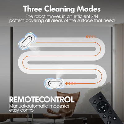 jnerkert Fensterputzroboter mit doppeltem Wasserspray, Dual Side Spray Fensterreinigungsroboter mit 70ml ml Dual Tank, Intelligenter Fenstersauger für Innen/Außen Hochhausfenster