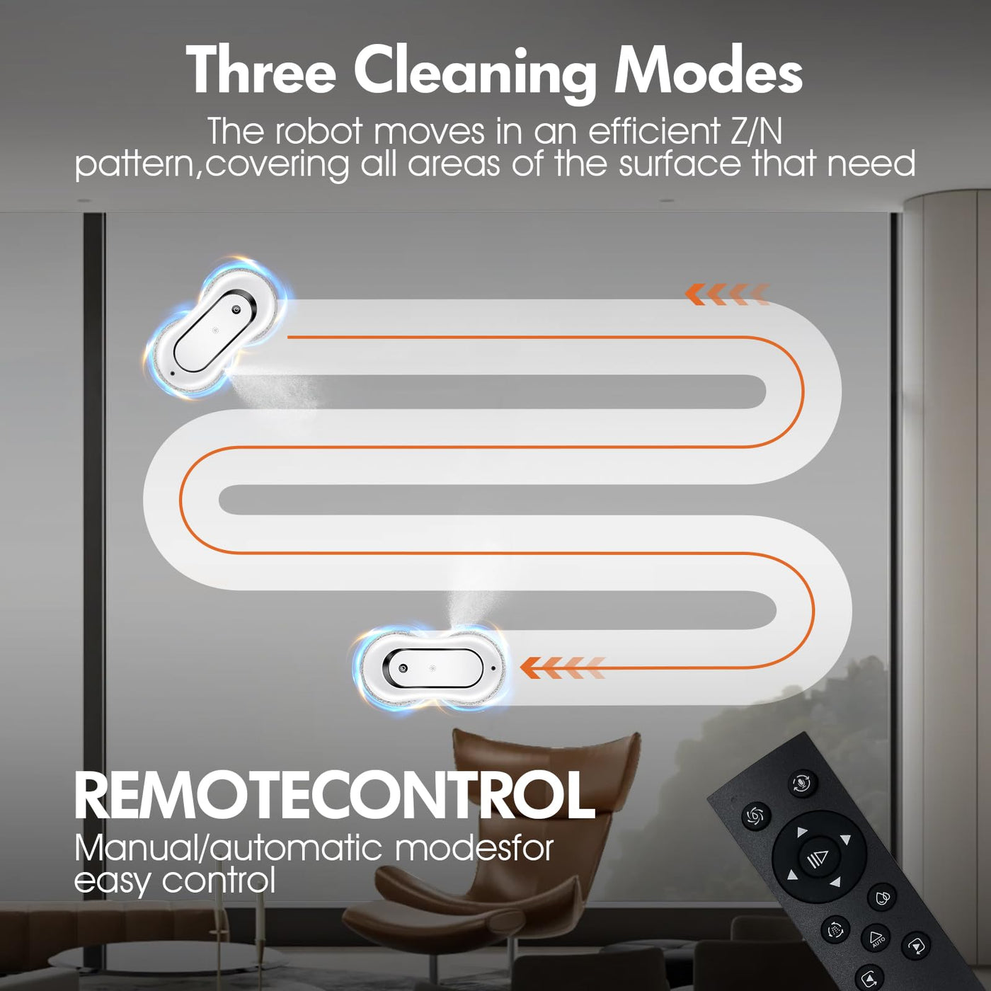 jnerkert Fensterputzroboter mit doppeltem Wasserspray, Dual Side Spray Fensterreinigungsroboter mit 70ml ml Dual Tank, Intelligenter Fenstersauger für Innen/Außen Hochhausfenster