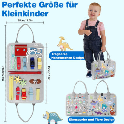 JHkim Montessori Busy Board Deutsch, Kinder Spielzeug ab 1 2 3 4 Jahre, Activity Board, Geschenke für Junge Mädchen, Kinder Sensorik Lernspielzeug, Motorikbrett für Reise Auto Flugzeug