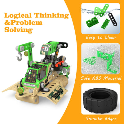 MOONTOY Konstruktionsspielzeug Spielzeug ab 5 6 7 8 Jahre Kinder Jungen, Mint Lernspielzeug 10-in-1 STEM Baukasten Spielzeug Kreative Bausteine Kreativ-Set Geschenk für Kinder ab 5 Jahre（229Stück）