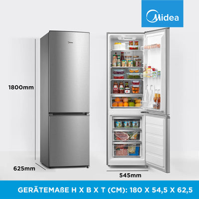 Midea MERB276FGE02A Kühl-/Gefrierkombination/180 cm Höhe/NoFrost/Doppelte Steuerung/Super-Kühlfunktion/219 kWh/Jahr/199L Kühlteil/71L Gefrierteil