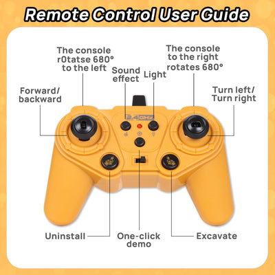 BORSCELLOR Ferngesteuertes Bagger Spielzeuge für Jungen, 2-in-1 RC Bagger Traktor mit Bulldozer, 2,4GHz Baufahrzeug Spielzeug Auto mit Licht und Musik für Jungen im Alter von 3 4 5 6 7 8 bis 12 Jahren