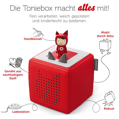 Toniebox Extrapack – Toniebox Starterset Rot + 4X Peppa Pig Hörfiguren, Audioplayer für Hörbücher und Lieder, einfach zu bedienende Musikbox mit Peppa Wutz Hörspiel für Kinder ab 3 Jahren