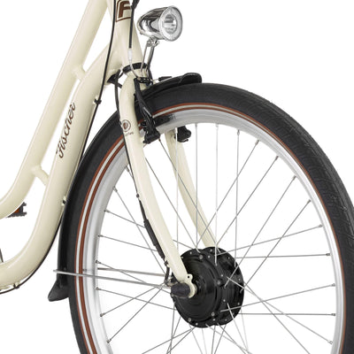FISCHER E-Bike City CITA ER 1804, Elektrofahrrad für Damen und Herren, RH 48 cm, Frontmotor 32 Nm, 36 V Akku, elfenbein glänzend