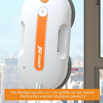 JSDROBOT Lite Fensterputzroboter，5300Pa Fensterroboter mit Druckwischfunktion Doppelter Wasserstrahl Reinigungsscheibe mit Hoher Deckkraft Kantenerkennung Intelligenter Pfadplan.