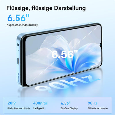 OUKITEL C36 Smartphone Ohne Vertrag 24GB+256GB/1TB,Android 14 4G Handy Günstig Octa Core,6,56 Zoll 90Hz Display,5150mAh Akku,13MP Panorama Kamera,Dual SIM Simlockfreie Handys,Fingerabdruck-Schwarz