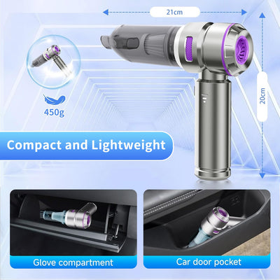 ZStarlite Handstaubsauger,Handstaubsauger Akku,16000Pa 4-in-1 Leistungsstarker Kabelloser Autostaubsauger,3-Gang Mini Handstaubsauger, 120W USB Wiederaufladbar 6000mAh,für Auto,Haus,Büro,Tierhaare