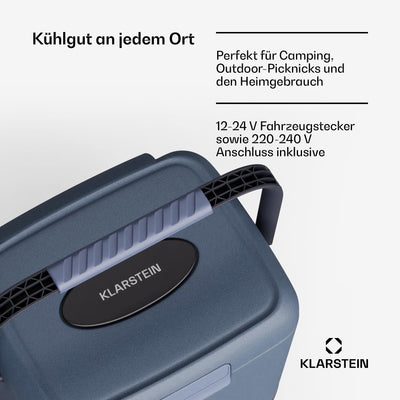 Klarstein SwiftFrost 12L Kompressor Kühlbox mit Gefrierfach – tragbare elektrische Kühlbox, LED-Anzeige, Dual Power (12 V/230 V), –20 °C bis 20 °C, ECO- und MAX-Modus, ideal für Camping und Auto