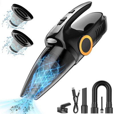 NHOWIN Handstaubsauger Kabellos, 9500Pa Starke Saugkraft Handstaubsauger Akku 6000mAh Lange Akkulaufzeit Handstaubsauger Auto Staubsauger Mini Staubsauger mit 2 Filtern für Haus, Auto, Tierhaare