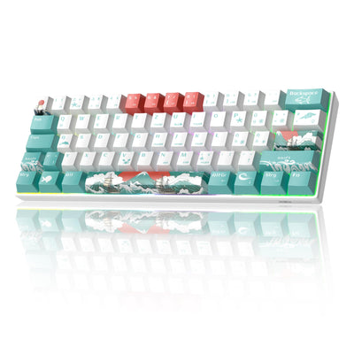 MageGee MK-STAR61 60% Mechanische Tastatur DE Layout, Hot-Swap-fähige kabelgebundene RGB-Gaming-Tastatur mit Farbstoff-Sublimationstastenkappen, vorgeölten Schaltern, Eva-Schaum für Mac/Win (Wellen)