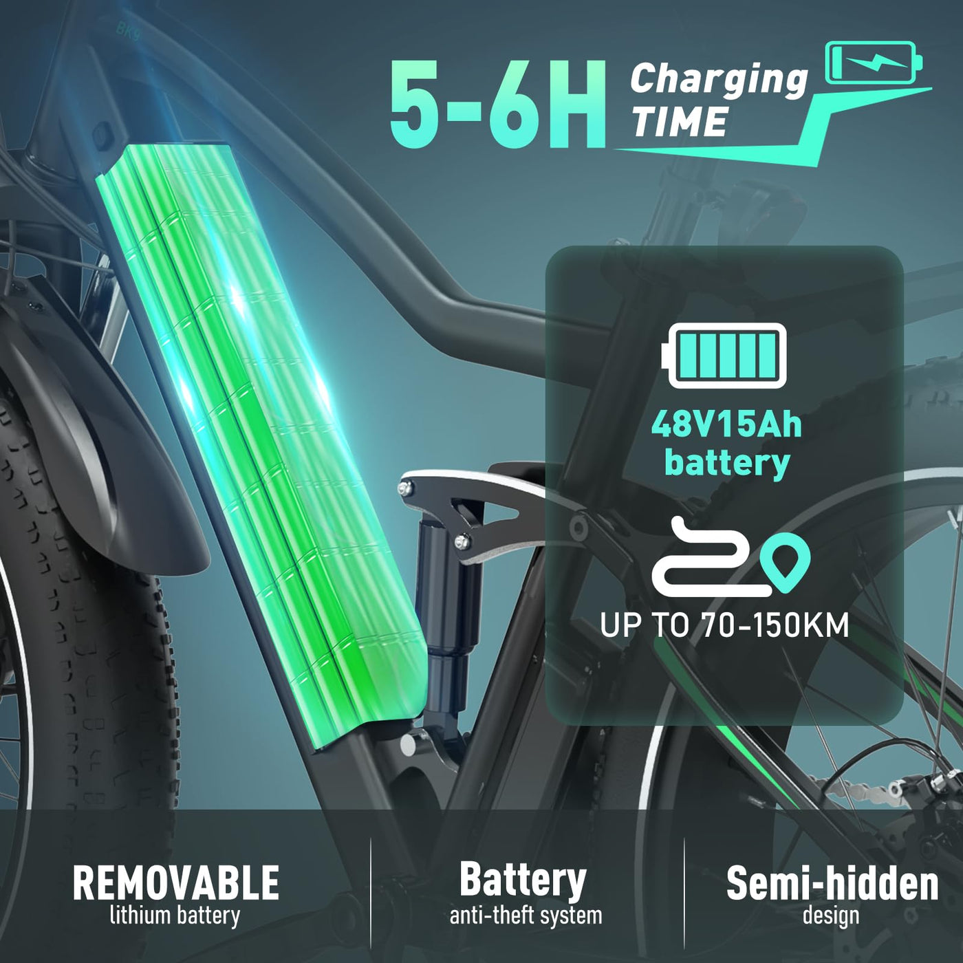 HITWAY E Bike Elektrofahrrad für Erwachsene 26 Zoll 4.0 Fat Tire Ebikes, 48V 15Ah Mountain E-MTB Fahrrad,Pedelec,7 Gang,bis 70-150km