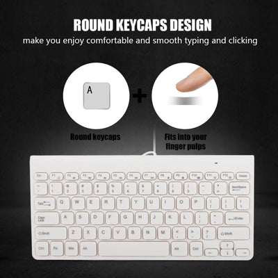 Annadue Kabelgebundenes Tastatur- und Mausset Tragbare Ultradünne USB-Plug-and-Play-Tastatur Optische Maus Mäuse-Kombination mit 1, Langlebigem Kabel für PC-Laptop (Weiss)