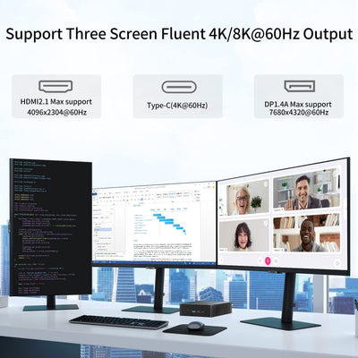 Kinupute Mini PC i9, Desktop Computer mit Core i9-12900H, 14 Kerne bis zu 5.0GHz, Windows 11 Pro, 64G DDR4, 2T M.2 PCIE4.0 SSD, DP/HDMI/USB-C Triple Display, 8K/4K@60Hz, Dual LAN, WiFi6E/BT5.3