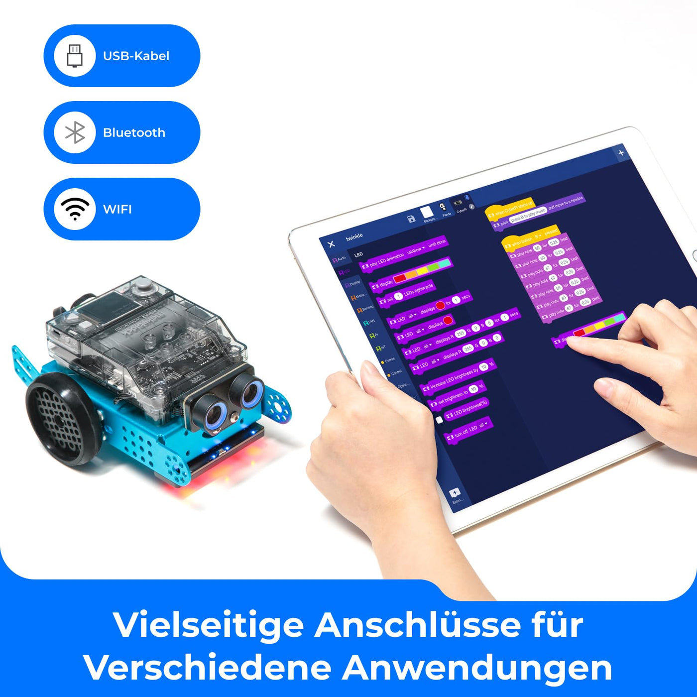 Makeblock mBot 2 Programmierbarer Roboter für Kinder, AI Roboter Spielzeug mit WiFi Fernbedienung, mit Scratch und Python Kompatibles, Intelligent STEM Bausatz Geschenk für Kinder ab 8 Jahren