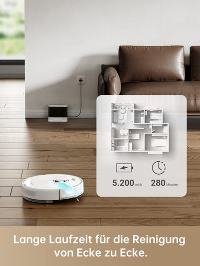 DREAME D10s Saugroboter mit Wischfunktion, 5000Pa Staubsauger Roboter mit LDS-Navigation, 280 Minuten Laufzeit Max, App-Steuerung, Ideal für Teppiche, Tierhaare, Hartböden