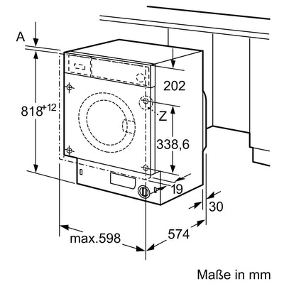 Siemens WI14W443 Einbau-Waschmaschine iQ700, Frontlader mit 8kg Fassungsvermögen, 1400 UpM, speedPack L, LED-Display, timeLight, Weiß, 60cm
