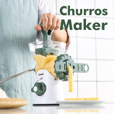 Geedel Fleischwolf Manuell, Fleischwolf Edelstahl für Hackfleisch, Gebäckpresse für Gebäck, Churros Maker, Meat Grinder, Manuelle Wurstfüllmaschine für Hackfleisch, Wurst, Spritzgebäck (Grün)