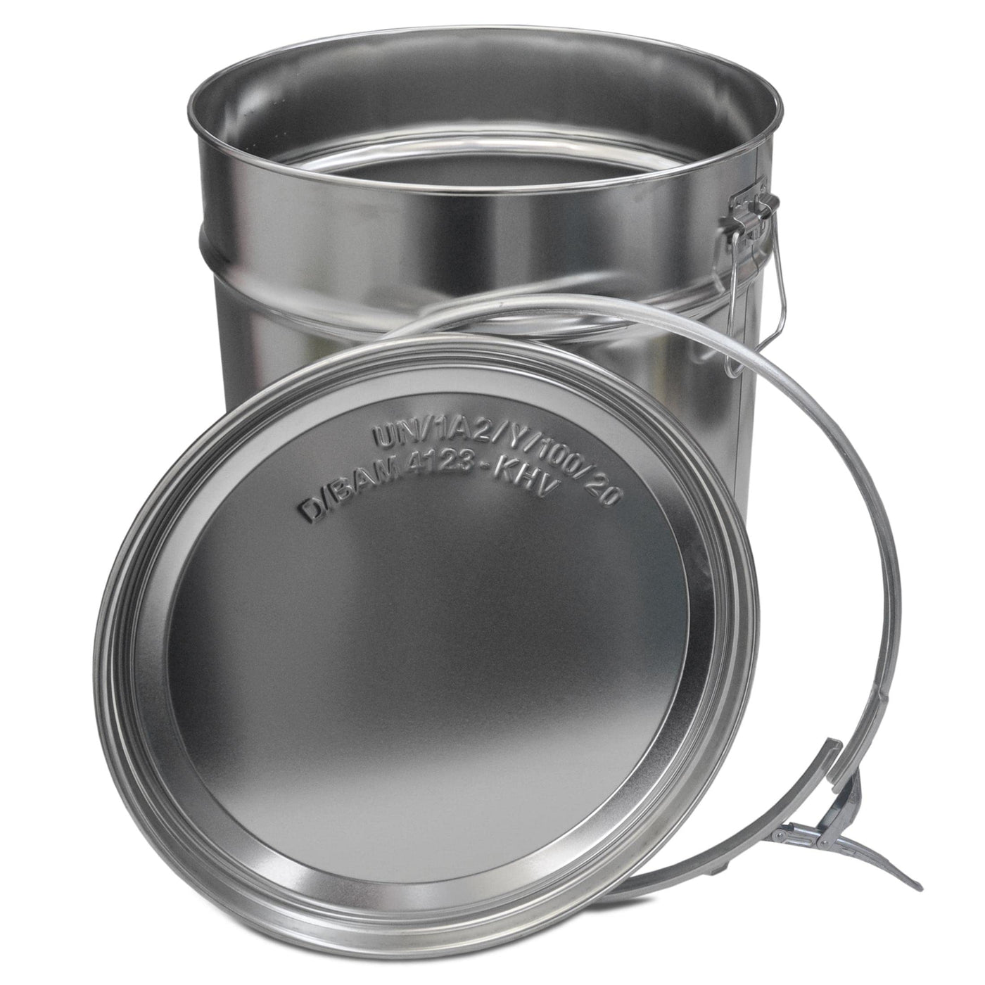 30 Liter Weißblecheimer Hobbock inkl. Deckel mit Spannring | Stabiler Metalltragegriff | Luft und Flüssigkeitsdicht | Robust und Stapelbar | Gefahrgut Tauglich (30 Liter)
