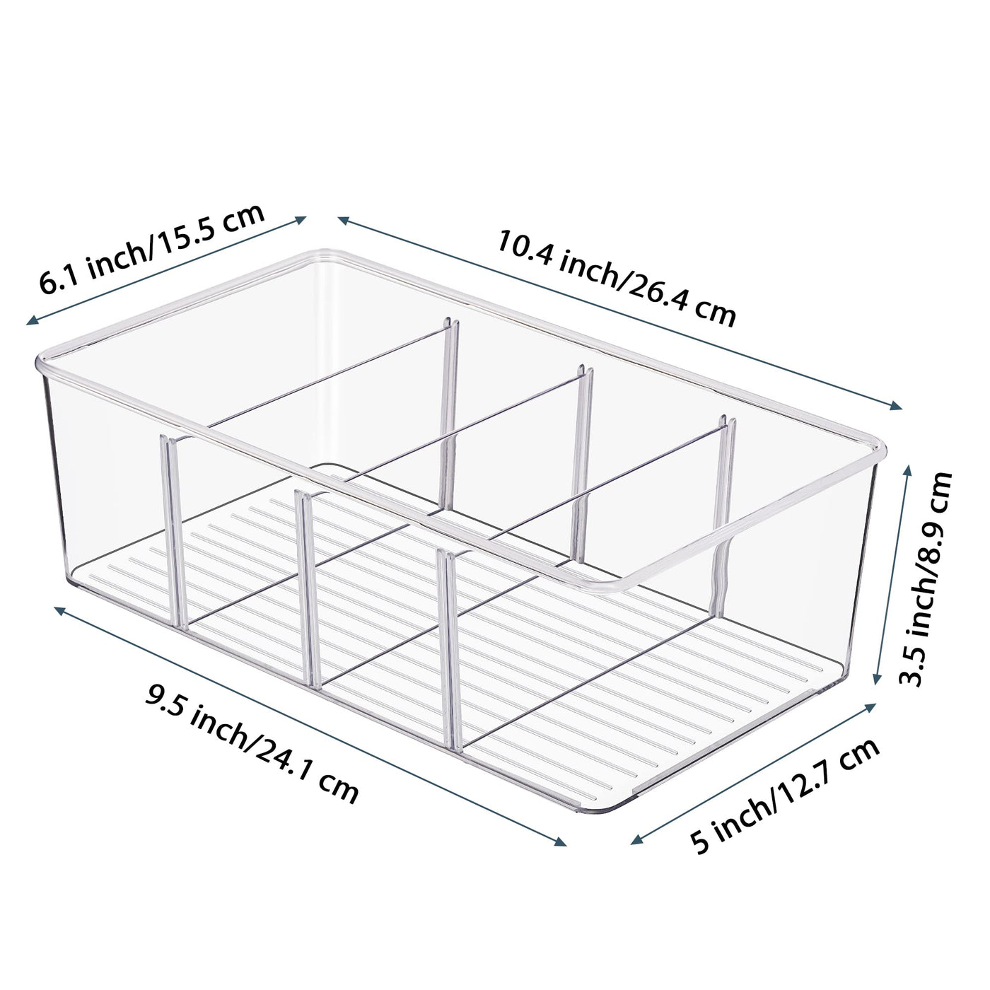 Vtopmart 4er Set Kühlschrank Organizer mit 4 Fächern, BPA-Freie Küche Stapelbarer Lebensmittelaufbewahrungsbox für Teebeutel,Snacks,Gewürze,Durchsichtig