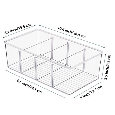 Vtopmart 4er Set Kühlschrank Organizer mit 4 Fächern, BPA-Freie Küche Stapelbarer Lebensmittelaufbewahrungsbox für Teebeutel,Snacks,Gewürze,Durchsichtig