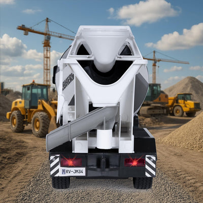 JAMARA Fahrmischer Mercedes-Benz Arocs Liebherr 1:20 2,4GHz - Offiziell lizenziert, Rückfahrwarnsound, 4 Radantrieb, Profilierte Gummireifen, LED Licht, Mischtrommel drehbar mit Entladefunktion