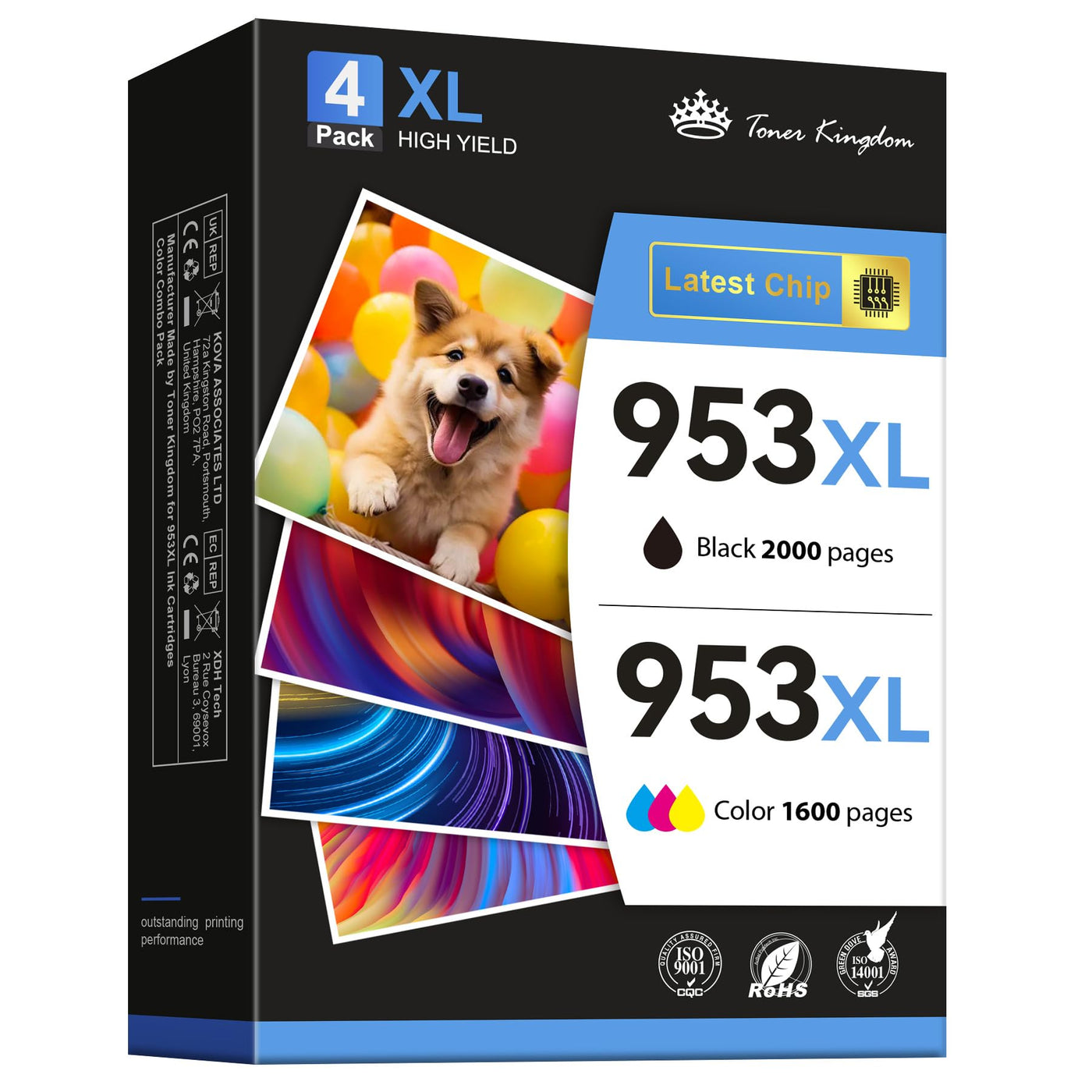 Toner Kingdom 953 XL 953XL Druckerpatronen Kompatibel für HP 953XL Multipack Kompatibel mit HP Officejet Pro 8710 8715 7720 7740 7730 8720 8730 8210 8725 8715 8740 8218 (Schwarz Cyan Magenta Gelb)