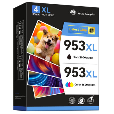 Toner Kingdom 953 XL 953XL Druckerpatronen Kompatibel für HP 953XL Multipack Kompatibel mit HP Officejet Pro 8710 8715 7720 7740 7730 8720 8730 8210 8725 8715 8740 8218 (Schwarz Cyan Magenta Gelb)