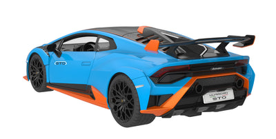 JAMARA Lamborghini Huracán STO 1:14 2,4GHz - offiziell lizenziert, ca 1 Std Fahrzeit, ca. 11 Km/h, perfekt nachgebildete Details, detaillierter Innenraum, LED Licht, 402100, Blau