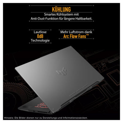 ASUS TUF A17 Gaming Laptop, AMD Ryzen 7-7435HS, 64 GB DDR5 RAM, 1 TB PCIe SSD, 17.3" FHD Display, Nvidia GeForce RTX 4050, 1-Zone RGB QWERTZ Tastatur, Windows 11 Home, Grau