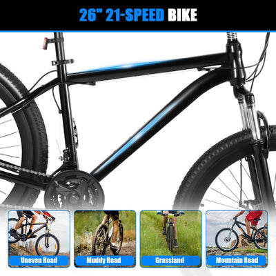 ARBGO 26in Mountainbike, Aluminium Mountainbike, Fahrräder für Erwachsene，Doppelscheibenbremse vorne und hinten, 21 Gang Schaltung Vollfederung, für Damen und Herren