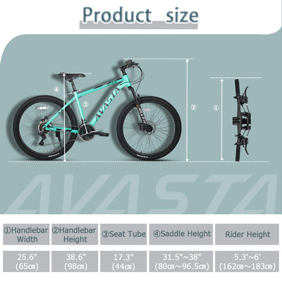 AVASTA AV300 26 Zoll Mountainbike MTB Pendlerrad Leichter Aluminiumrahmen 21 Gang Schaltung Vorderradfederung Scheibenbremsen vorne und hinten,Grün
