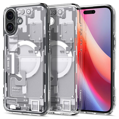Spigen für iPhone 16 Plus Hülle [Anti-Yellowing] Ultra Hybrid MagFit Case Handyhülle Transparent Dünn Slim Kompatibel mit MagSafe -Zero One White