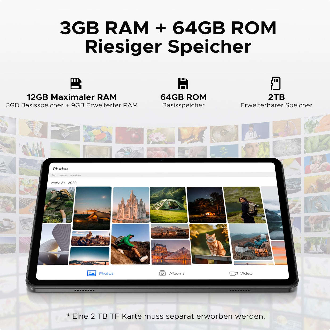 DOOGEE Tab A9 Tablet 10 Zoll Android 15, 12GB RAM+64GB ROM(TF 2TB) Gaming Tablet, 6580mAh, Unisoc T310, Dual Speaker, 5G WiFi, 8MP Kamera, Type-C, GMS, Bluetooth 5.0, Face ID, 3.5mm Kopfhöreranschluss