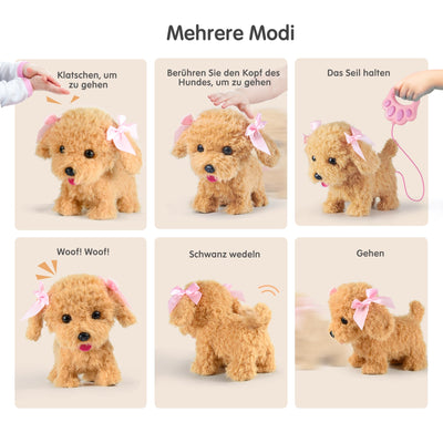 Stimmungs Interaktives Haustier Hund mit Funktion für Kinder,Spielzeug PlüschtierHund mit Gehen,Bellen,Schwanzwedeln,Elektronisches Haustier Hund für Kleinkinder Mädchen Junge