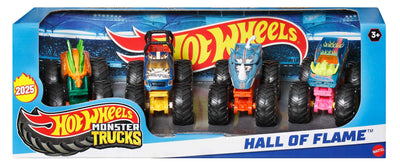 Hot Wheels Monster Trucks im Maßstab 1:64, Spielzeug-Trucks, 4er-Set, riesige Räder, Lieblingscharaktere und Coole Designs, JGD65