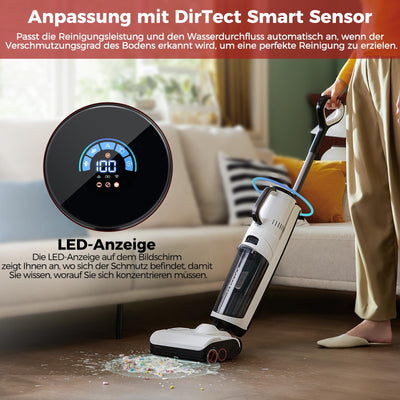 roborock Dyad Pro Combo 5-in-1 Nass Trockensauger Kabelloser 17000Pa Wischsauger mit Akku Staubsauger für Teppichreinigung, elektrische Minibürste und 2 Reinigungsköpfe, APP, Sprachsteuerung