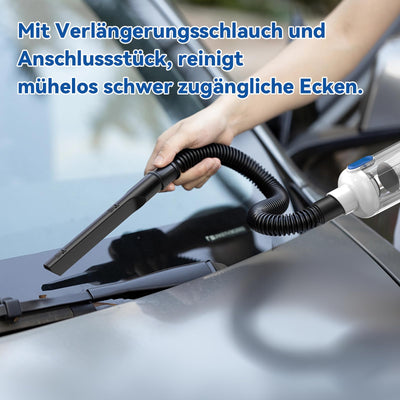 SIMWAL Auto Handstaubsauger Akku Kabellos - 9500PA stark tragbar Mini Staubsauger - 30Min Laufzeit USB aufladbar Autostaubsauger mit Waschbar HEPA Filter LED Beleuchtung für Haus, Küche, Büro