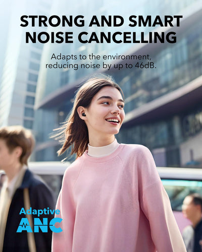 soundcore A30i von Anker, Kabellose Kopfhörer, Smartes Noise Cancelling, Ultra-Geräuschunterdrückung, Edles Lippenstift-Design, Leicht und bequem, Klarer Sound, 15h mit ANC, IP54, Bluetooth 5.4