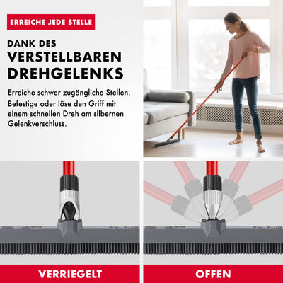 Tyroler Silikon Besen & Bodenabzieher | Kehrbesen-Kopf aus 100% Silikon 41 cm | Besen mit Stiel und 140 cm Anti-Rost-Griff | Silikonbesen mit Stiel | Gummibesen mit Stiel | Gummibesen Tierhaare