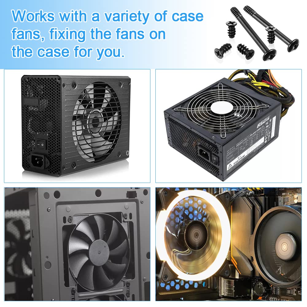 PERFETSELL 80 Stück PC Gehäuse Schrauben Kohlenstoffstahl PC Lüfter Schrauben Gehäuse Computer Ventilatorschrauben PC Fan screws Heizkörperschrauben für PC-Gehäuse, Lüfter
