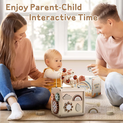 Vanplay Motorikwürfel Montessori Spielzeug Baby Motorikspielzeug ab 2 Jahr Activity Center Holzspielzeug Baby Aktivitätswürfel Xylophon Spielzeug 2 3 4 Jahre