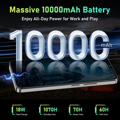 OUKITEL C59 Smartphone Ohne Vertrag Android 15, 10000mAh Handy Ohne Vertrag, 6.88 Zoll 90Hz Simlockfreie Handys, 16GB+128GB, 120LM Taschenlampe, 13MP+5MP Kamera, Dual 4G SIM/Fingerabdruck/OTG/Face ID
