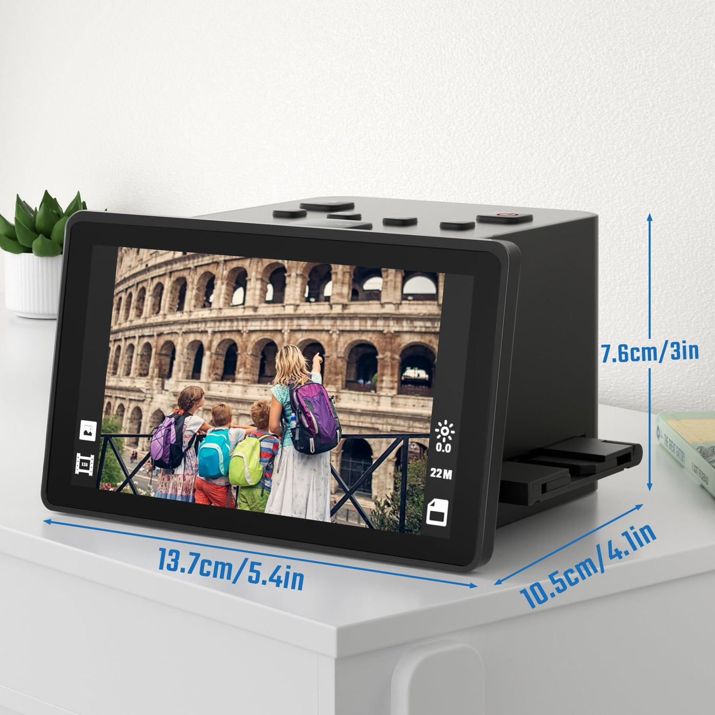 Digitaler Film- und Diascanner mit großem 5-Zoll-LCD-Display, Negativscanner und Dia Scanner zum Digitalisieren, konvertiert 135, 126 KPK, 110 Negative und Super 8-Film in 22 MP JPEG.